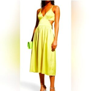 Aidan Mattox yellow cut out midi dress size 0 NWT